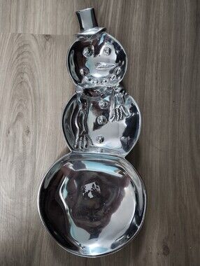 Mariposa Silver Tone Snowman Serving Cast Aluminum Tray